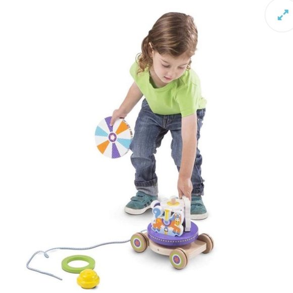 Melissa & Doug First Play Carousel Pull Toy and puzzle - Picture 2 of 8